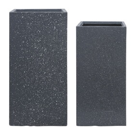 Resin, S/2 11/13"D Square Nested Planters, Dk Gray B079106913