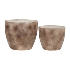 Resin, S/2 17/20" Textured Planters, Brown B079106915
