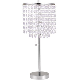 19"H Chrome Crystal Inspired Pull Table Lamp (1Pc/Ctn) (0.43/4.22) B080107009