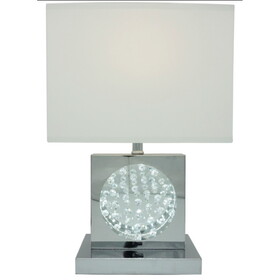22"H CHROME SQUARE CRYSTAL CENTERPIECE with Night Light + USB Port + Power Outlet B080119360