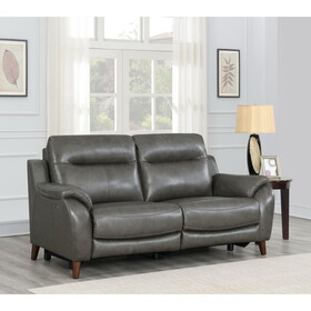 Luxurious Top Grain Leather Reclining Sofa - Power Footrest, Power Headrest - High Leg Design, Stylish and Comfortable B081109518