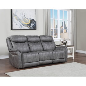 Transitional Power Reclining Sofa - Neutral Faux-Suede, Power Footrest, Power Headrest - Built to Last, USB Charging B081109522