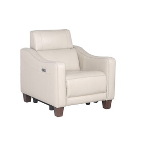 Dual-Power Recliner: Transitional Design, Top Grain Leather, Wall-Saver Mechanism, Comfort in Ivory B081109526