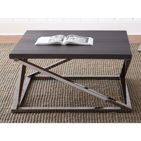 Contemporary Geometric Cocktail Table - Architectural Excellence, Black Nickel Finish - Streamlined Design, Silvershield 3D PVC Laminate, Refined Urban Feel B081109997