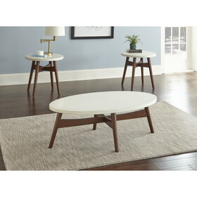 Mid-Century Modern Cocktail Table - Natural Cherry Legs, White Silverstone&#174; Tops - Contemporary Simplicity with Classic Design B081110001