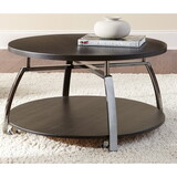 Elegant Table Collection - Soft Round Shapes, Silvershield Laminate Tops - Black Nickel Base, Aggressive Profile - Cocktail Table with Casters B081110002