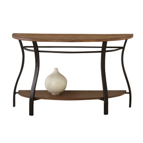 Modern Curves Sofa Table - Barn Board-Look Wood Top, Oak Finish - Charming Addition to Your Living Room B081110029