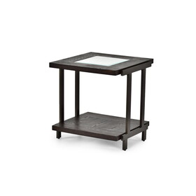 Sophisticated Rustic Industrial End Table - Rich Wood Tabletop, Roomy Bottom Shelf - Stylized Iron Frame, Unique Accent Piece B081110038