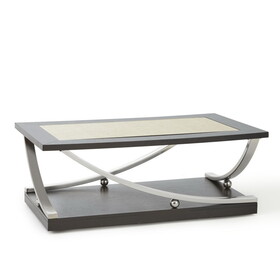 Transitional Cocktail Table - Sweeping Stainless Steel Legs, Antiqued Mirror Top - Classic with a Modern Twist, Statement Piece B081110039
