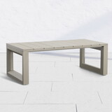 Outdoor Showcase: Contemporary Cocktail Table - Neutral Style, Beveled End Panels, Geometric Pattern - Rust-Resistant, Scratch & Weather-Resistant Aluminum Fram B081110050