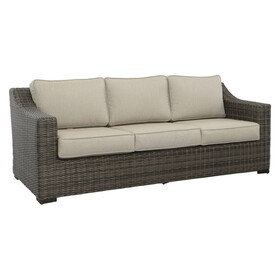Patio Sofa - Outdoor Comfort and Style - Full-Round Resin Wicker, Plush Seating, Weather-Resistant B081110055
