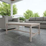 Durable Aluminum Coffee Table - Solid Construction, Weather-Resistant Surface - Whitewashed Birch Look, Dual Stretchers B081110056