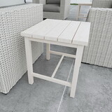 Durable Outdoor End Table - Solid Aluminum Construction, Whitewashed Birch Look - Natural Charm, Adjustable Levelers B081110057