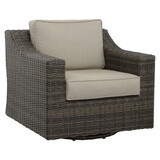 Classic Swivel Chair Outdoor - Half-Round Resin Wicker, 360° Swivel, Cushioned B081110060