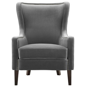 Rosco - Velvet Wingback Chair - Charcoal