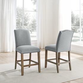 Grayson - Counter Chair with Nailhead (Set of 2) - Dark Gray B081P157126