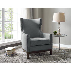 Roswell - Linen Wingback Chair - Dark Gray B081P157150