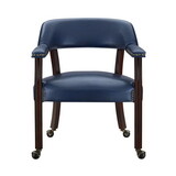 Tournament - Arm Chair with Casters - Medium Cherry & Blue