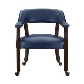 Tournament - Arm Chair with Casters - Medium Cherry & Blue
