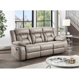 Tyson - Recliner Sofa with Drop Down Table - Pearl Silver B081P157276