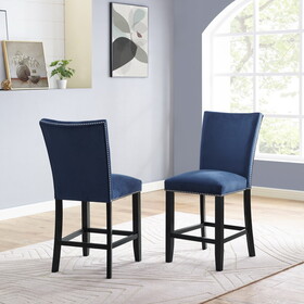 Camila - Velvet Counter Chair (Set of 2) - Blue B081P157371