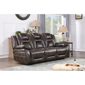 Oportuna - Dual Power Sofa with Drop Down Table - Dark Brown B081P157403
