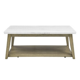 Vida - Marble Top Coffee Table with Casters - Brown