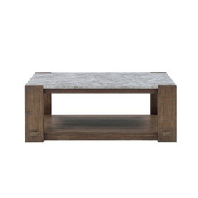 Libby - Sintered Stone Coffee Table with Casters - Brown