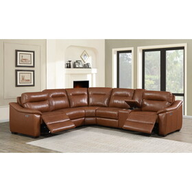 Leather Sectional Collection - Whiskey Coach Top-Grain Leather - Style and Spacious Seating B081S00001