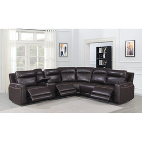 Customizable Dual-Power Leather Sectional - Top-Grain Leather, Power Headrest, Power Footrest - Transitional Styling, Perfect Fit B081S00005