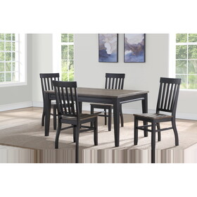Farmhouse 5pc Dining Set: Two-Tone Finish, Cottage Style Table, Schoolhouse Chairs, Perfect for Gathering B081S00010