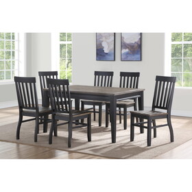 Farmhouse Style 7pc Dining Set - Two-Tone Finish - Cottage Table Design, Schoolhouse Chairs B081S00011
