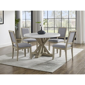 Carena - 5 Piece Dining Set (Round Table and 4 Chairs) - Dark Gray