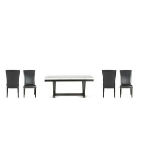 Finley - 5 Piece Dining Set (White Table & Black Chair) - White