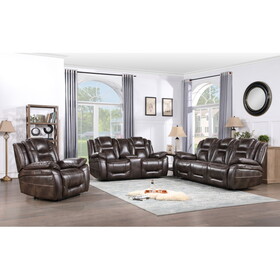 Oportuna - 3 Piece Dual Power Reclining Living Room Set (Sofa, Loveseat, Recliner) - Coffee