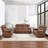 Rudger - 3 Piece Upholstered Living Room Set - Brown