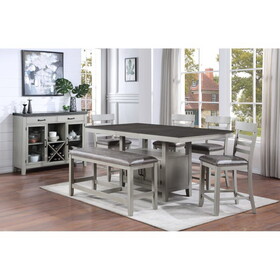 Hyland - 7 Piece Dining Set with Server - Pearl Silver