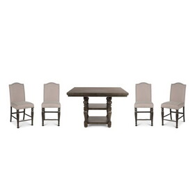 Caswell - 5 Piece Counter Dining Set - Pearl Silver