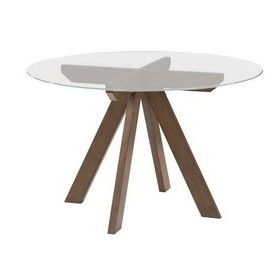 Wade - Table Round Glass Top - Dark Brown