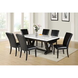 Finley - 7 Piece Dining Set (White Table & Black Chair) - White