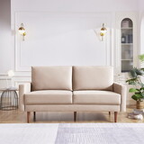 69 inches Modern Decor Upholstered Sofa Furniture, Wide Velvet Fabric Loveseat Couch, Solid Wooden Frame with Padded Cushion - Beige