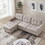 87" Wide Modern Convertible Sectional Sofa & Chaise, L Shaped Tufted Fabric Couch, Reversible Sectional Sofa with Ottoman - Beige B082111419