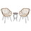 3 Pieces Outdoor Conversation Set, Patio Bistro Sets with 2 PE Wicker Chairs and Coffee Table for Backyard B082119312