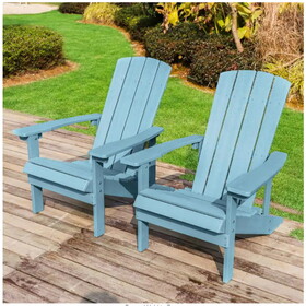 Patio Hips Plastic Adirondack Chair Lounger Weather Resistant Furniture for Lawn Balcony in Lake Blue (2-Pack)