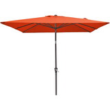 Rectangular Patio Umbrella 6.5 ft. x 10 ft. with Tilt, Crank and 6 Sturdy Ribs for Deck, Lawn, Pool in RED