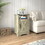 Farmhouse Nightstand Side Table, Wooden Rustic End Table, Tall Bedside Table with Electrical Outlets Charging Station-Light Grey B082134938