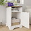 Farmhouse Nightstand Side Table, Wooden Rustic End Table, Tall Bedside Table with Electrical Outlets Charging Station - White & Oak B082134942