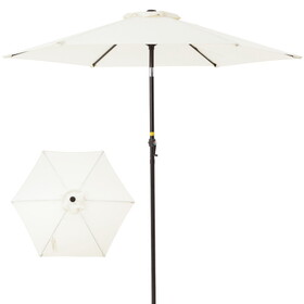 7.5FT Patio Umbrella Outdoor Table Market Umbrella with Push Button Tilt & Crank - Beige B082P195453