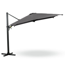 10 FT Cantilever Patio Umbrella with 360&#176; Rotation & Tilt Adjustment, Square Outdoor Offset Umbrella with Aluminum Pole - Grey P-B082P195467