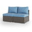 2 Piece Outdoor Patio Armless Sofa PE rattan Water Resistance - Blue B082P195471